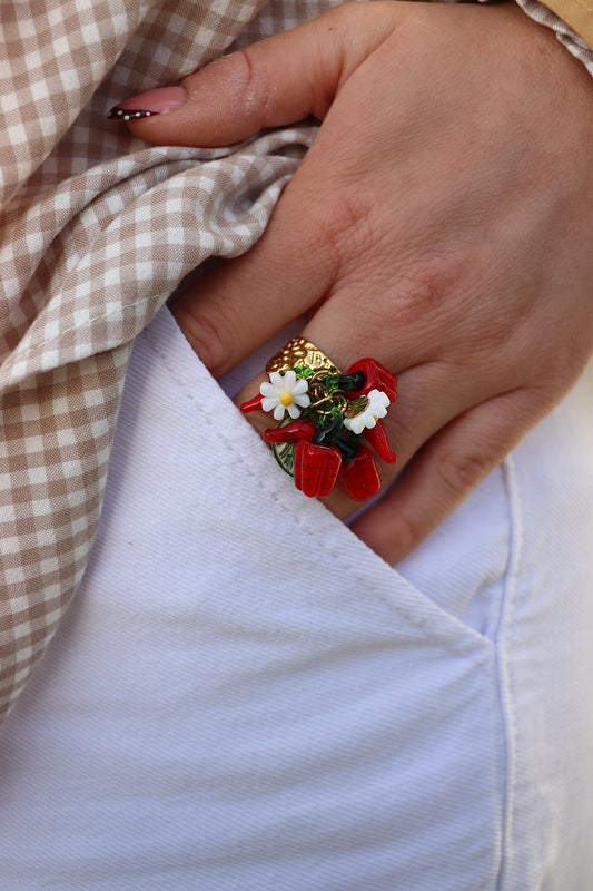 Théa – Breloques piments rouges et marguerites