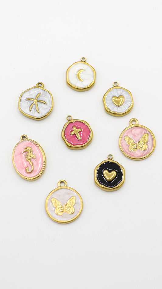 Charms médaillon colorés