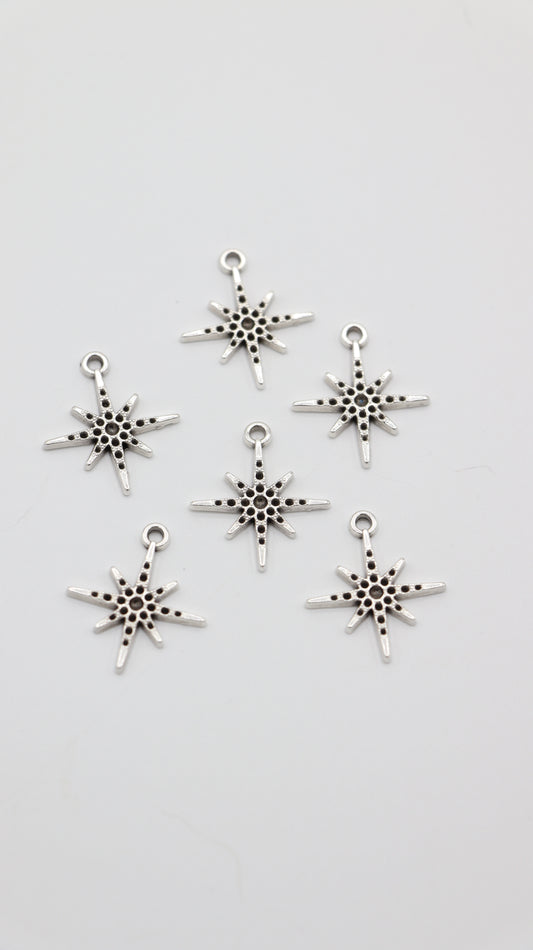 Charms étoile argenté diamant noir